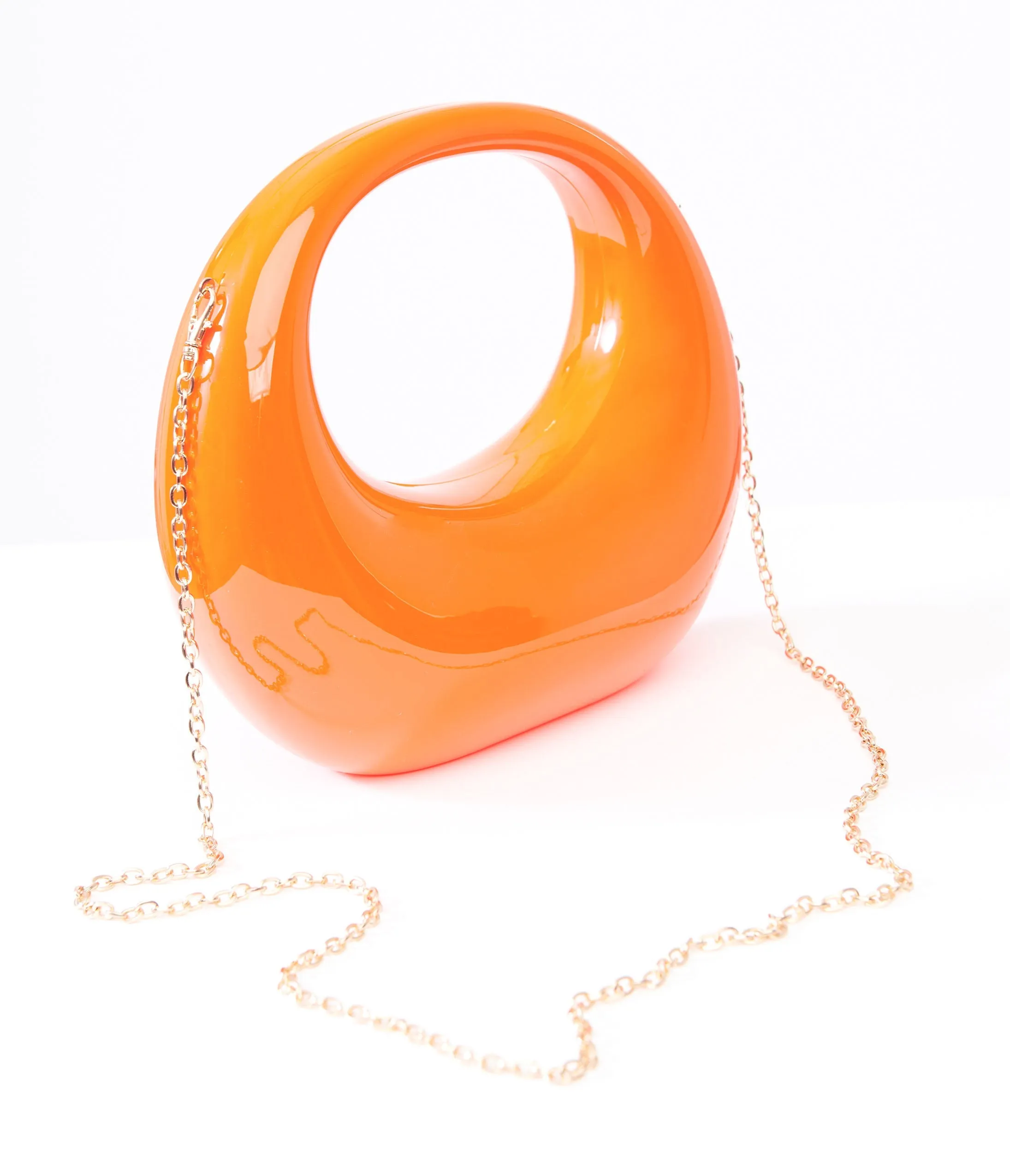 1960s Orange Acrylic Trave Evening Bag