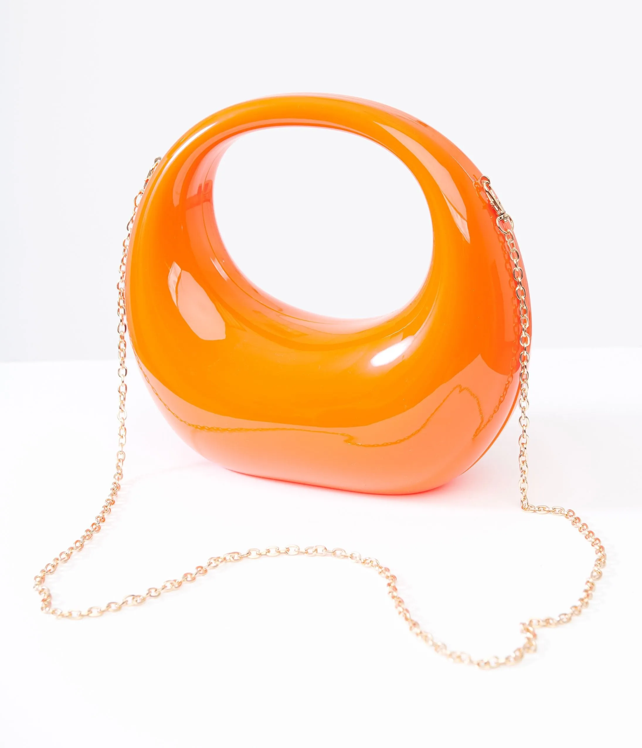 1960s Orange Acrylic Trave Evening Bag