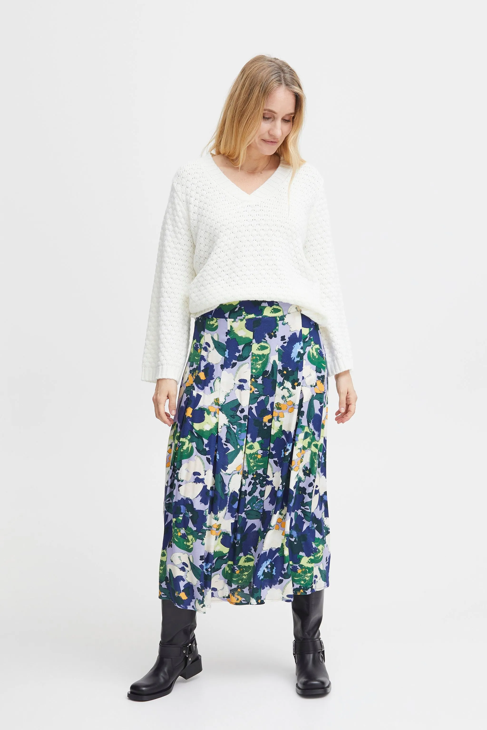 2623- Floral Print Skirt - Fransa