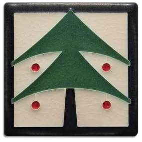 4x4 Christmas Tree Tile in Peppermint by Motawi