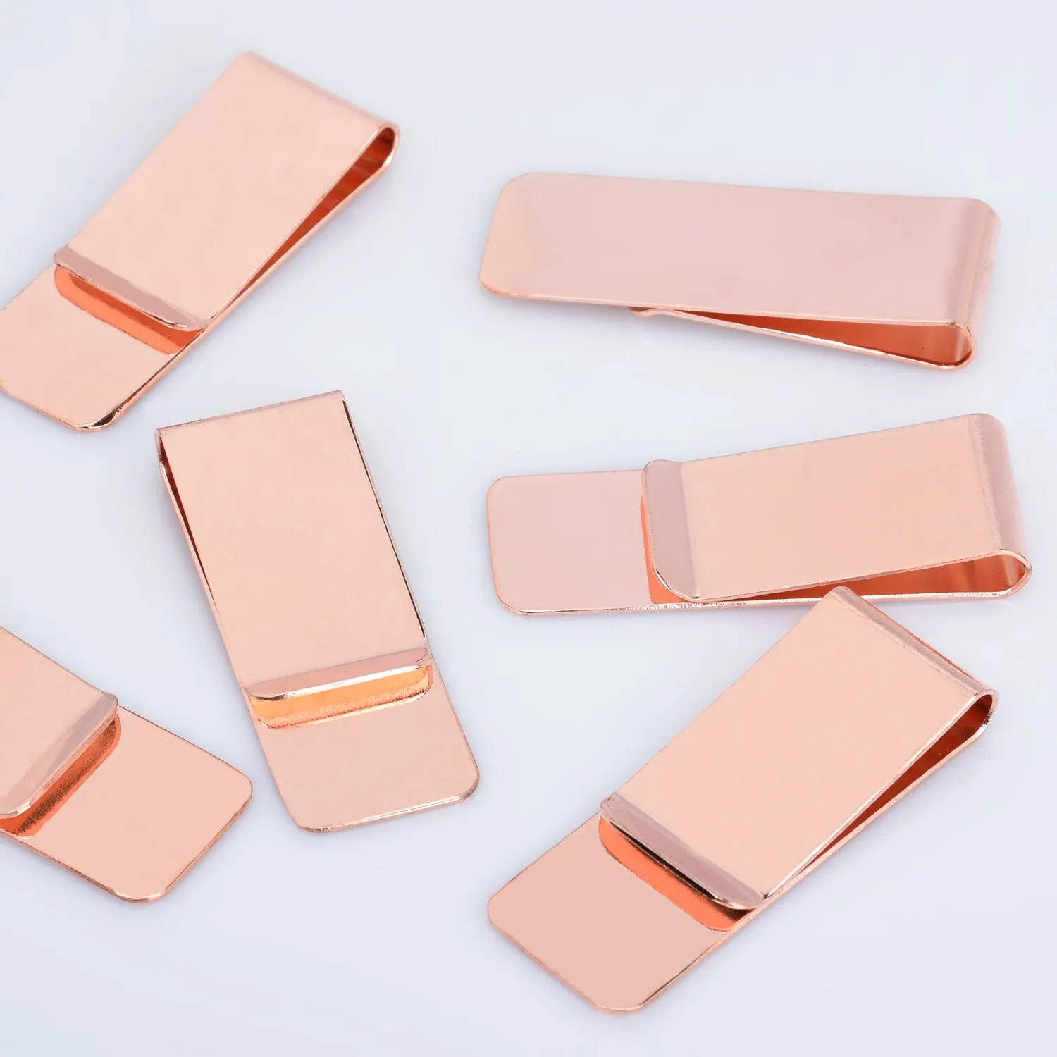 5 Wholesale Lots Money Clip Blank Metal Money Clip Fashion Gift Rose Gold 20x55mm