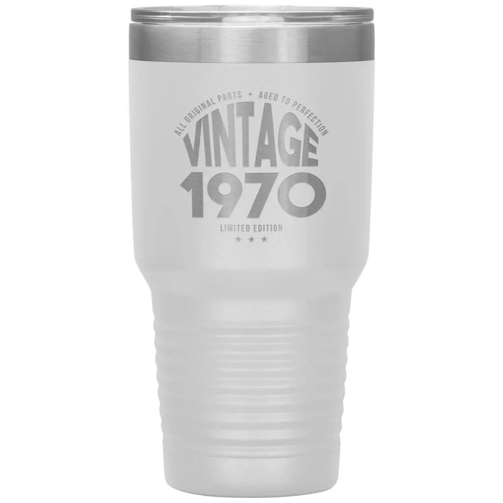 50th Birthday Tumbler for Mom Dad Grandma Grandpa Vintage 1970 Laser Etched 30oz Stainless Steel Tumbler