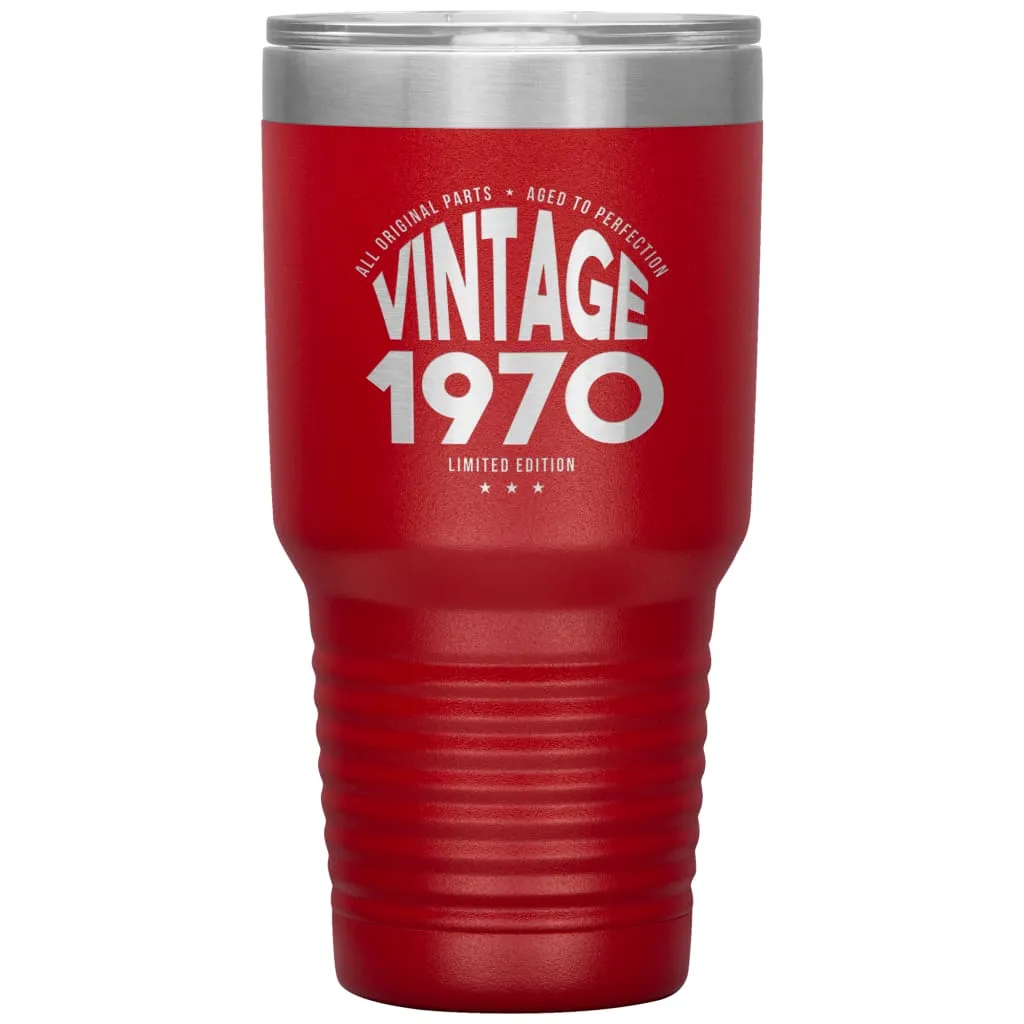 50th Birthday Tumbler for Mom Dad Grandma Grandpa Vintage 1970 Laser Etched 30oz Stainless Steel Tumbler