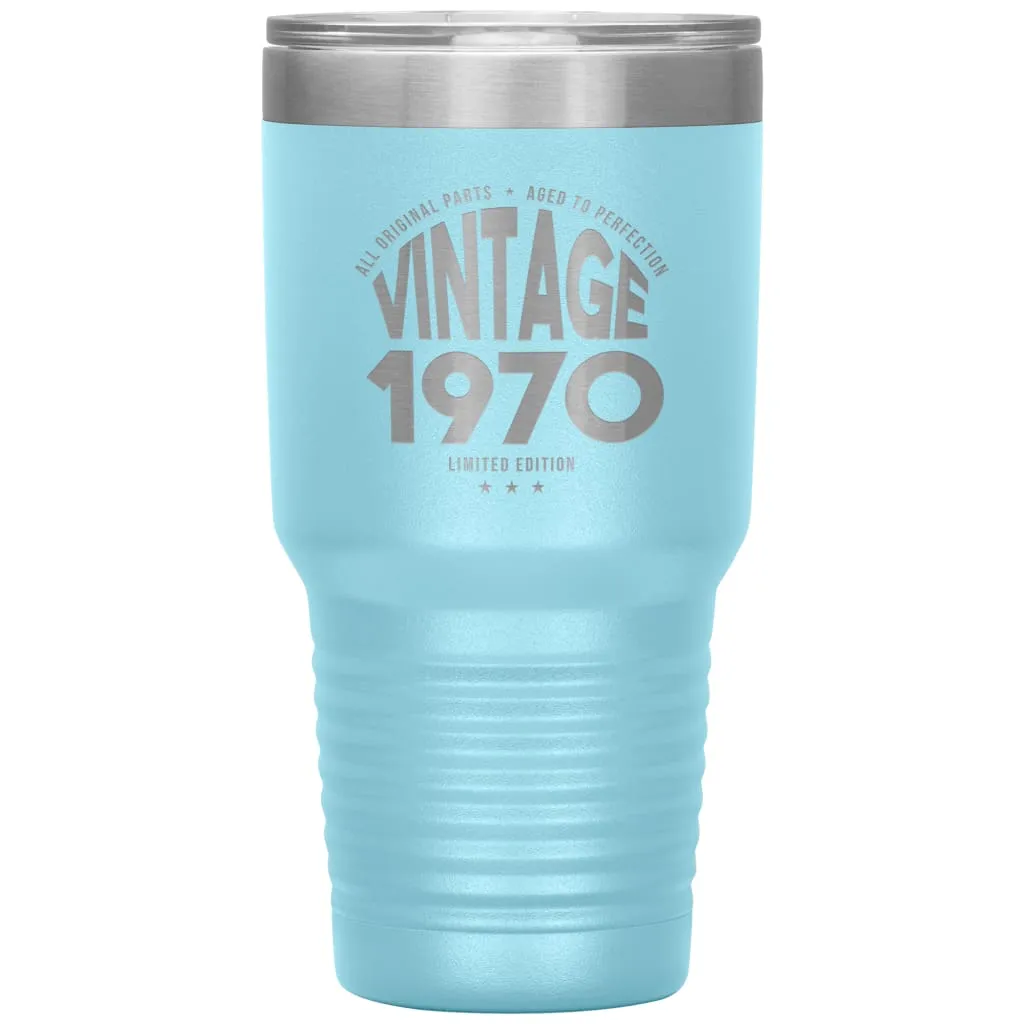 50th Birthday Tumbler for Mom Dad Grandma Grandpa Vintage 1970 Laser Etched 30oz Stainless Steel Tumbler