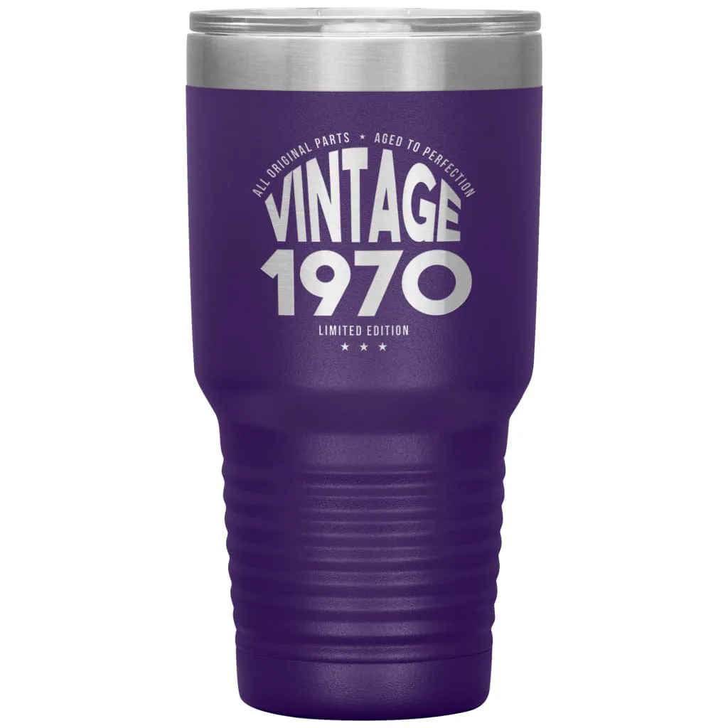 50th Birthday Tumbler for Mom Dad Grandma Grandpa Vintage 1970 Laser Etched 30oz Stainless Steel Tumbler