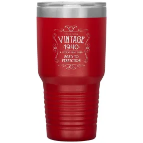 80th Birthday For Grandparents Vintage 1940 Aged To Perfection Laser Etched 30oz Stainless Steel Tumbler