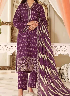 Aiza & Momina By VS Textile Embroidered Cotton Unstitched 3 Piece Suit - VS23AMM 01