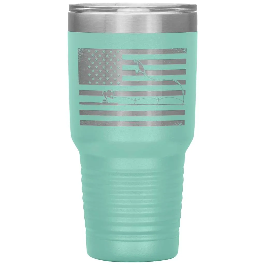 American Patriot Fishing Tumbler Laser Etched 30oz Stainless Steel Tumbler