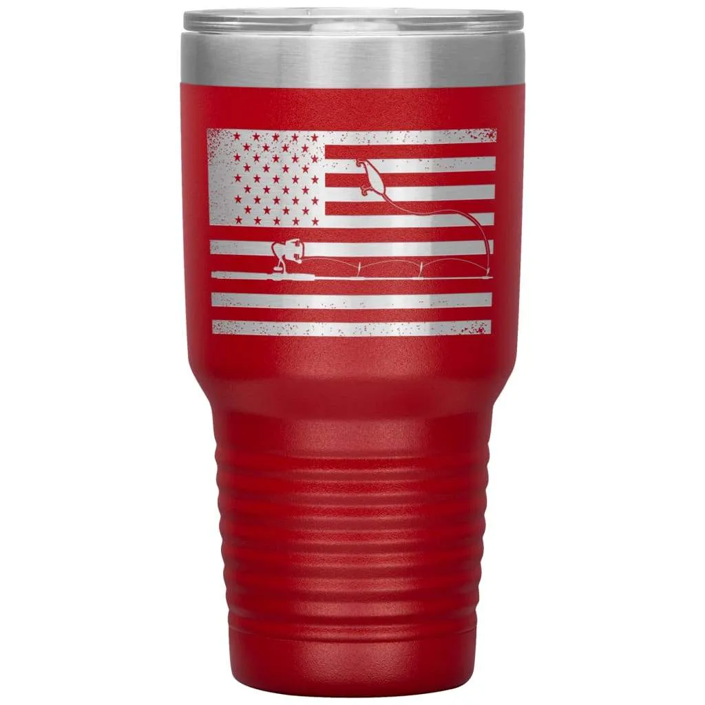 American Patriot Fishing Tumbler Laser Etched 30oz Stainless Steel Tumbler