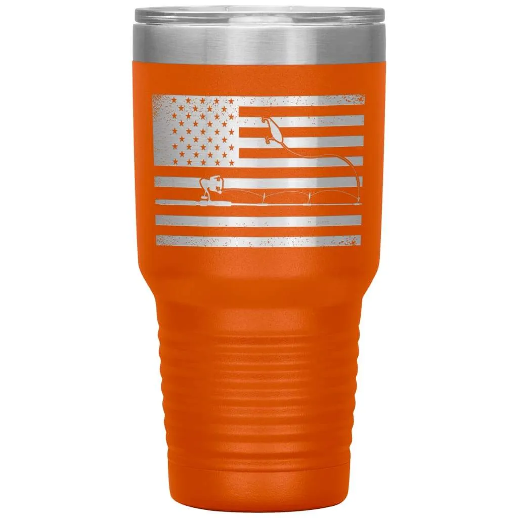 American Patriot Fishing Tumbler Laser Etched 30oz Stainless Steel Tumbler