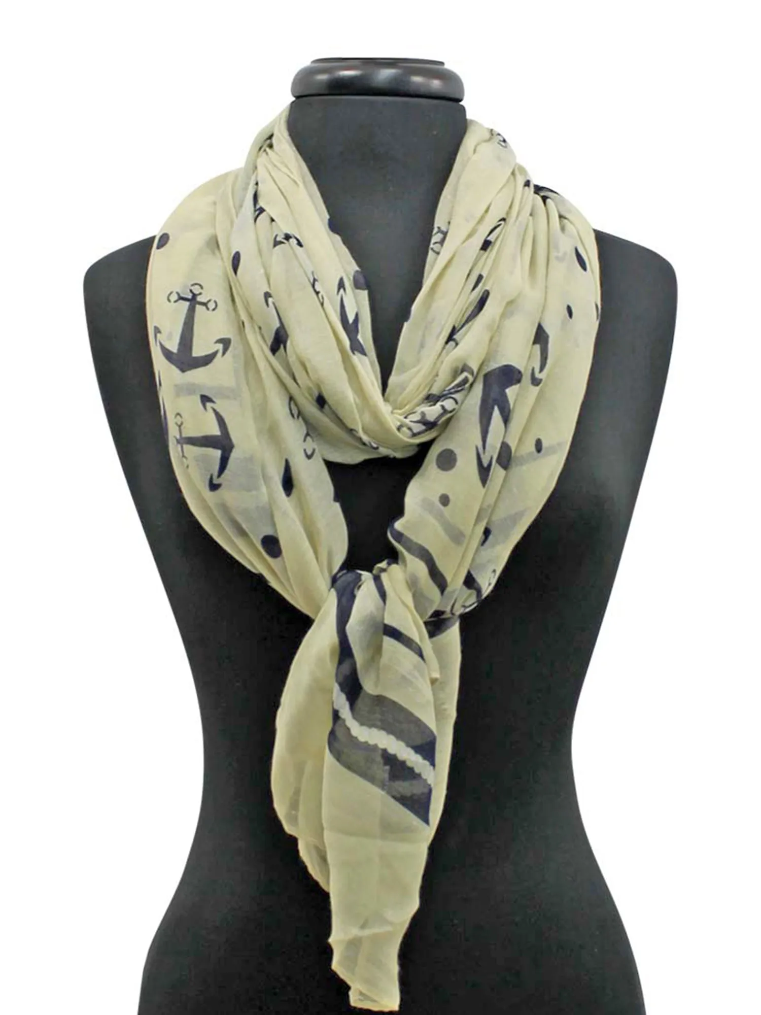 Anchor Print Lightweight Scarf Shawl