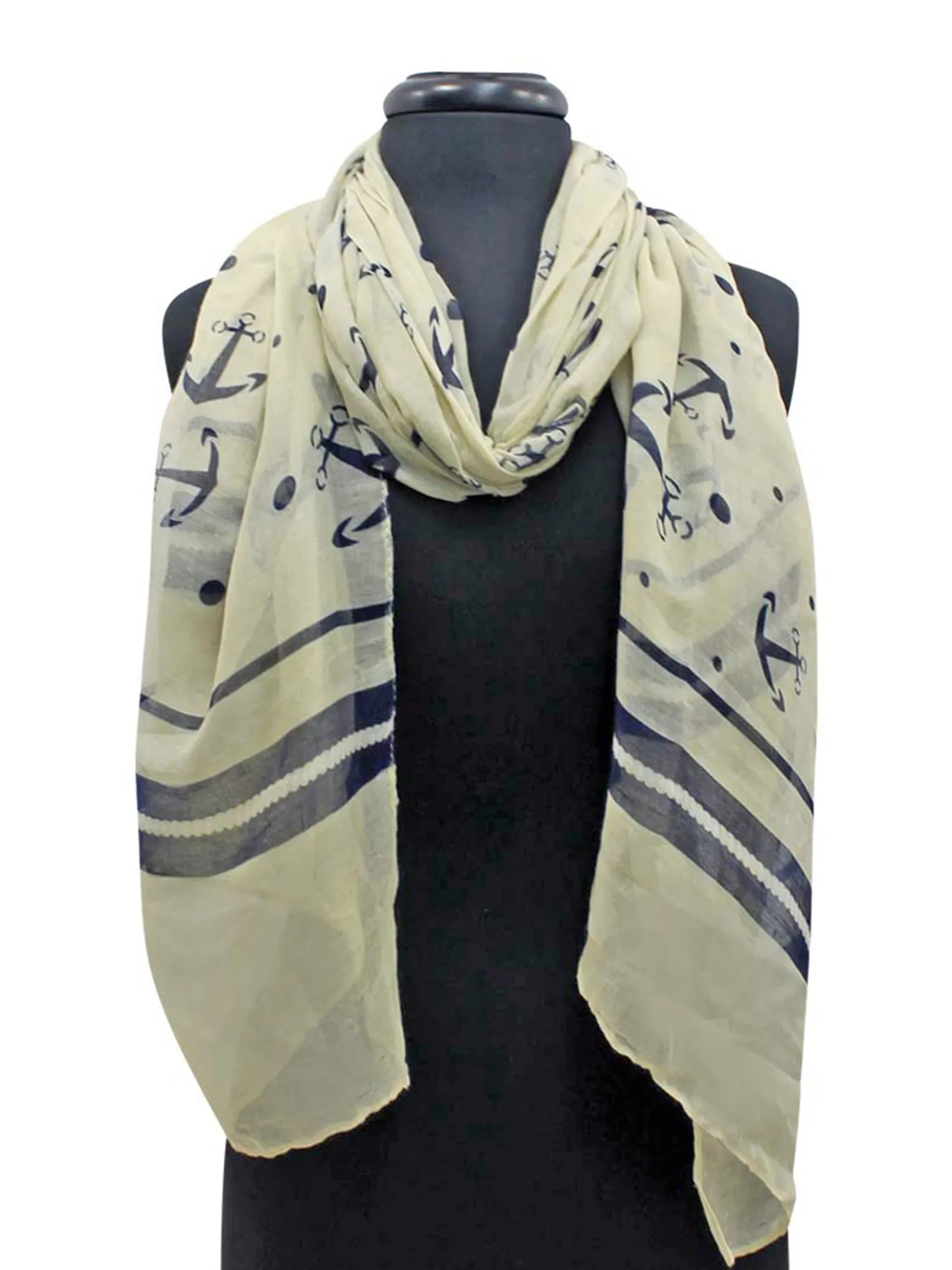 Anchor Print Lightweight Scarf Shawl