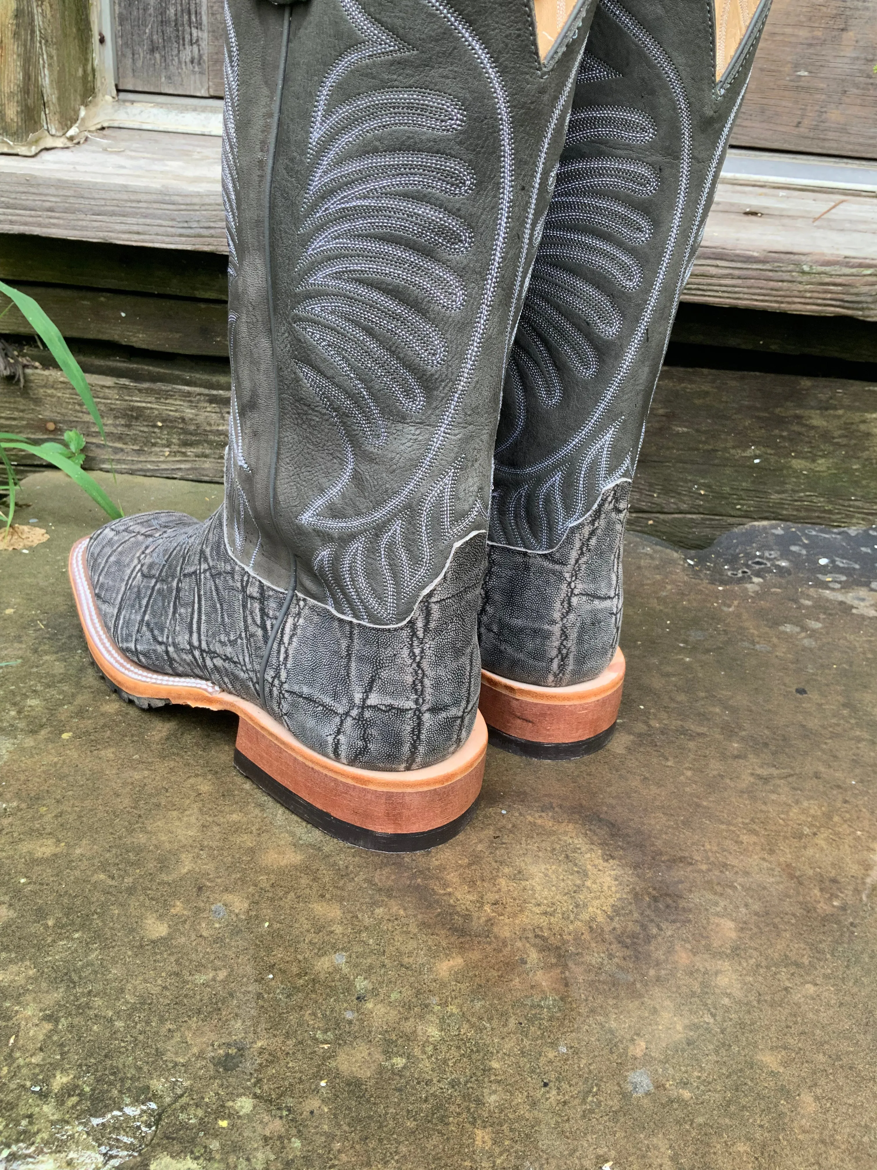 Anderson Bean Men's 13 Granite Safari Elephant Square Toe Cowboy Boots 335356