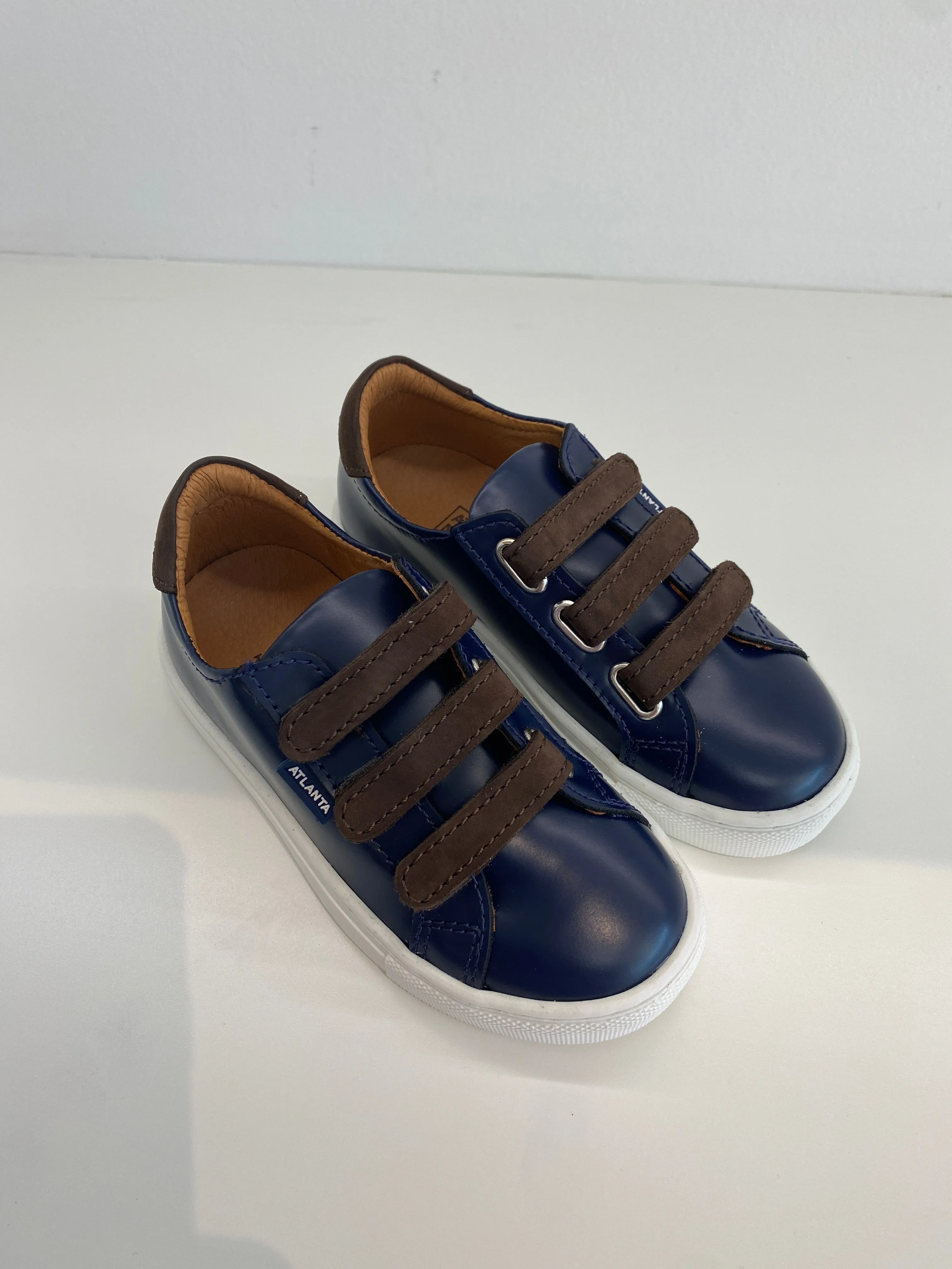 Atlanta Mocassin Blue and Brown Velcro Sneaker