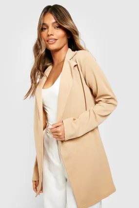 Basic Jersey Knit Fitted Longline Blazer