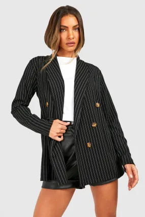 Basic Jersey Knit Pinstripe Relaxed Fit Blazer