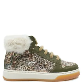 Beberlis Olive Glitter Hightop Sneaker