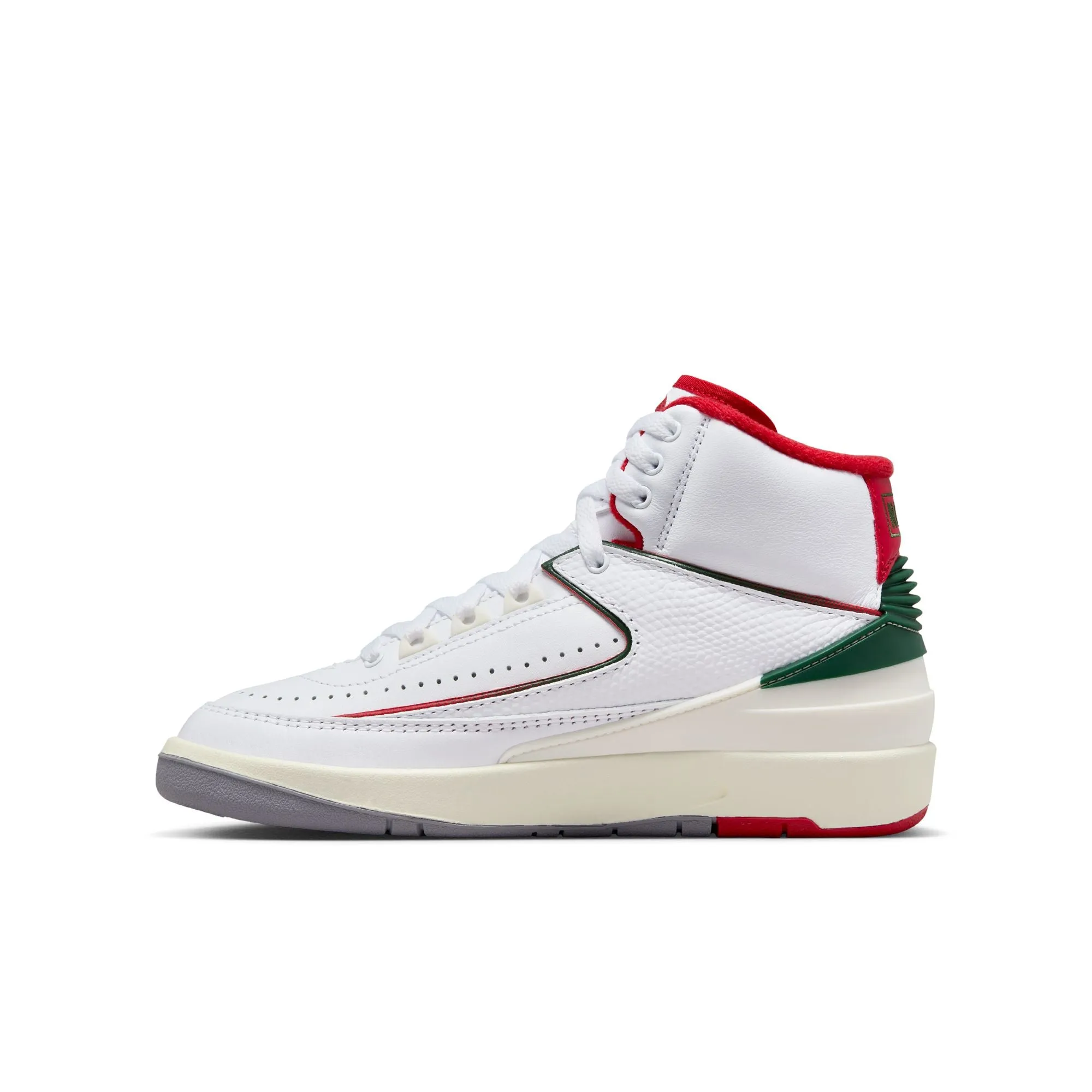 Big Kid's Air Jordan 2 Retro-WHITE/FIRE RED-FIR-SAIL