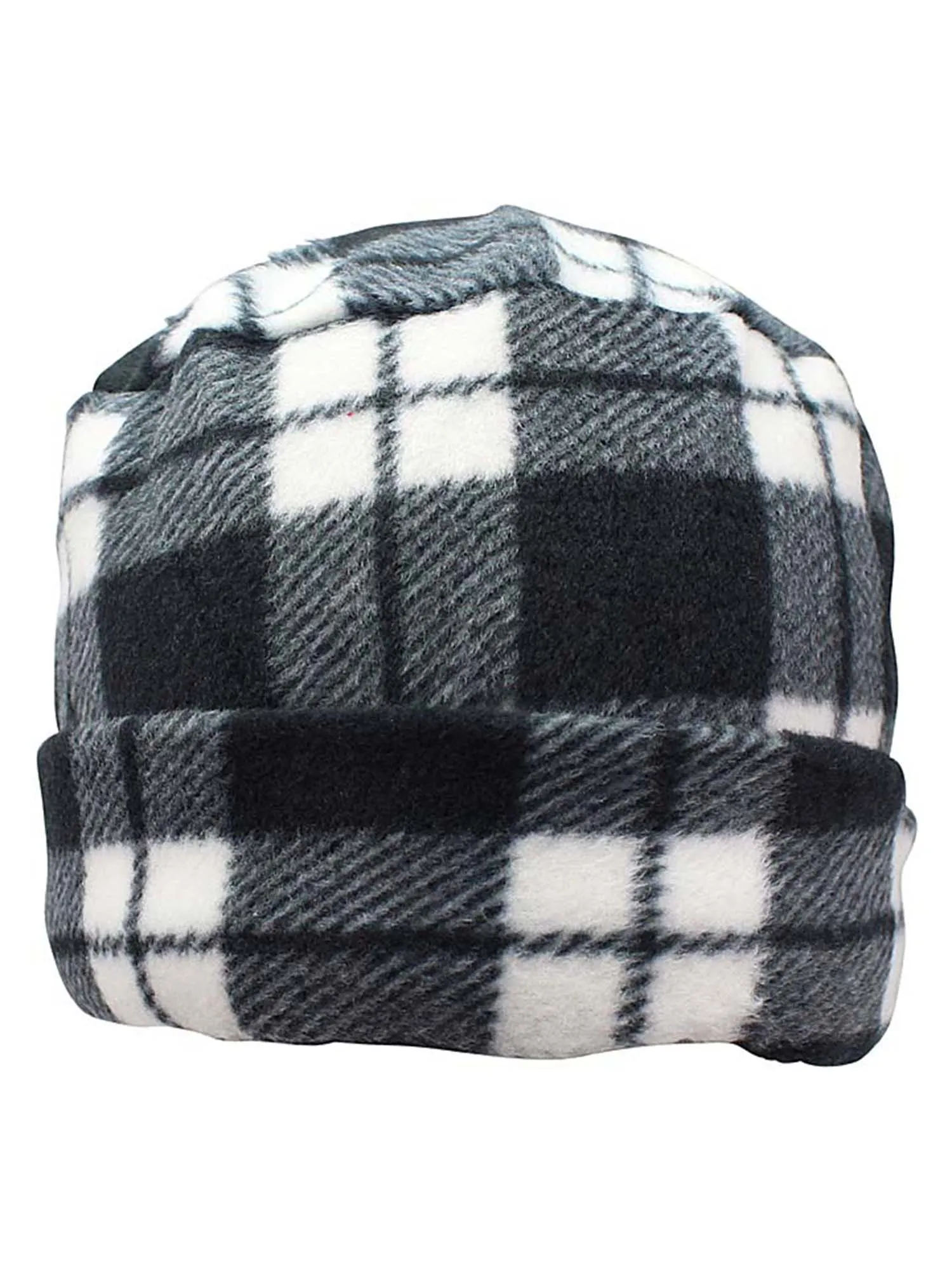 Black & White Plaid Fleece 3-Piece Hat Scarf & Gloves Matching Set