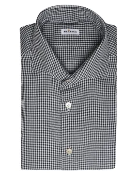 Black and Ivory Mini Buffalo Check Cotton Sportshirt