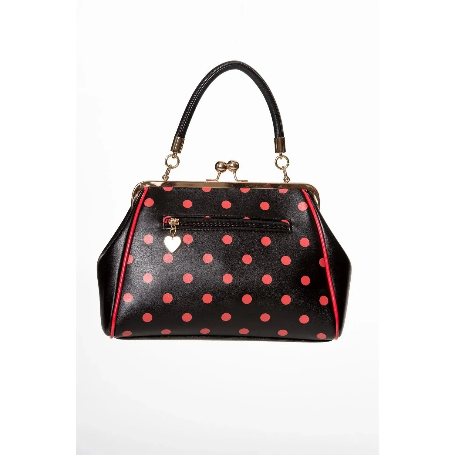 Black And Red Vintage Polka Dot Handbag