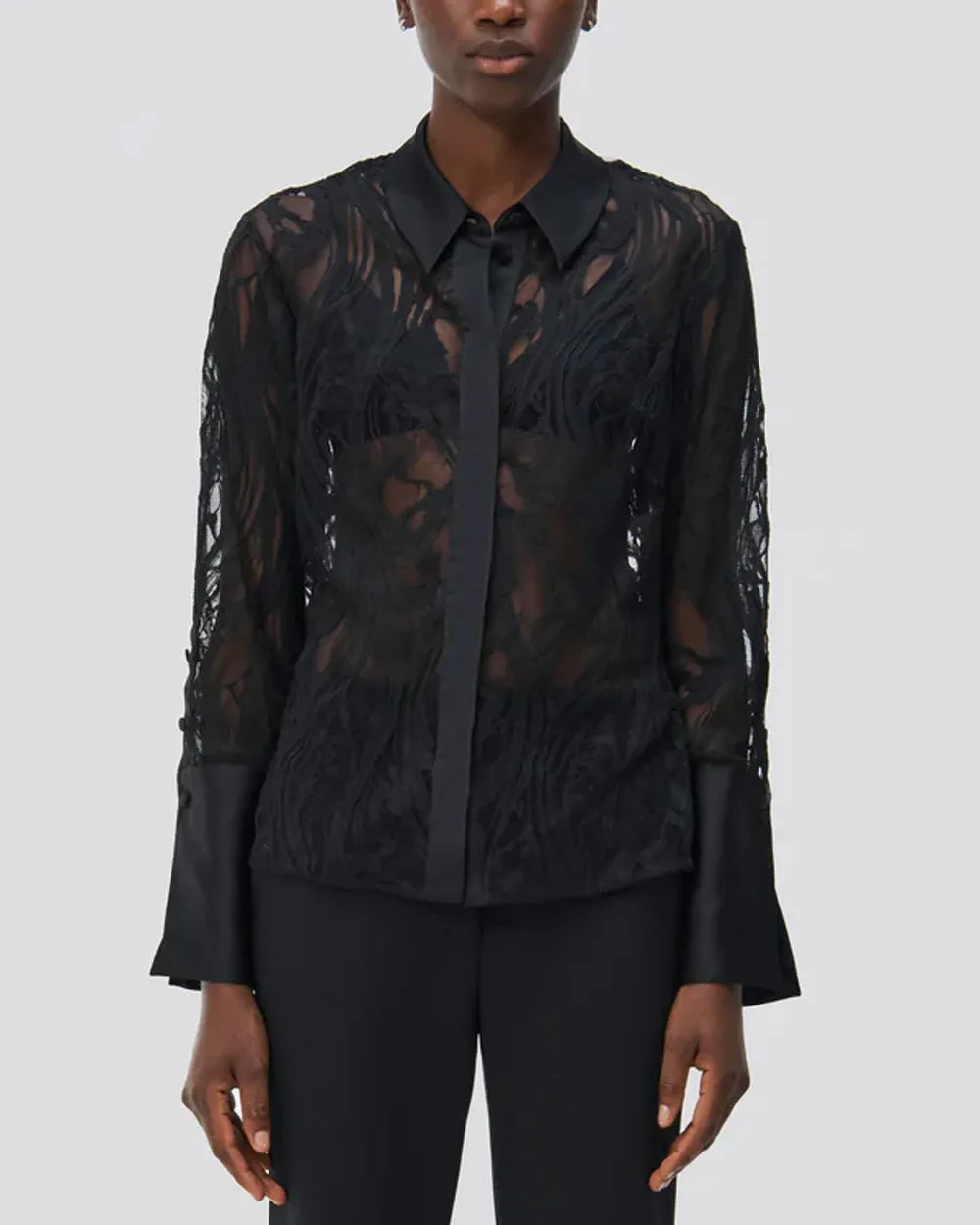 Black Candela Long Sleeve Lace Shirt