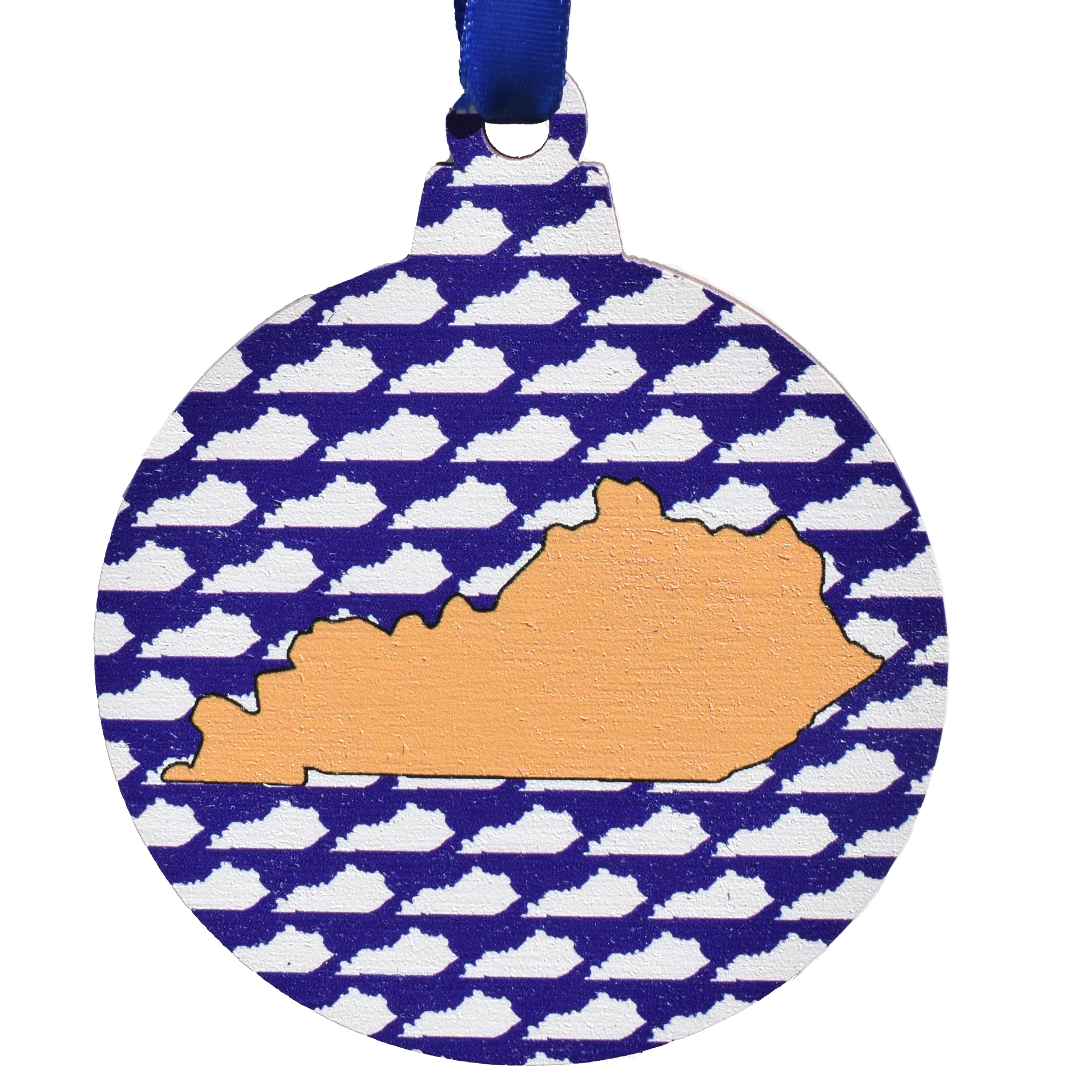 Blue and White with Gold Kentucky Printed Ornament