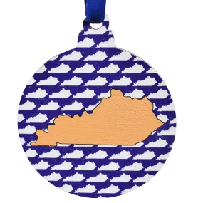 Blue and White with Gold Kentucky Printed Ornament