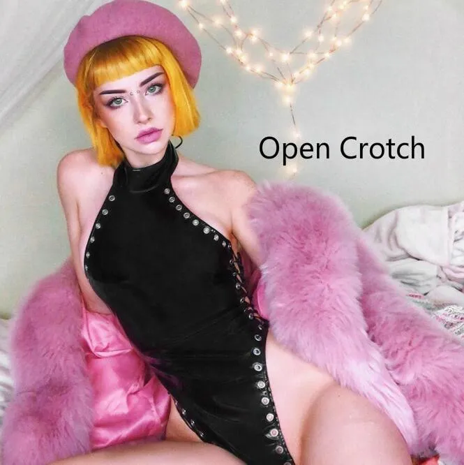 Bodysuit Plus Pvc Bondage Crotchless Body Suit