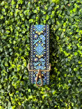 Boho Pattern Adjustable Guitar Strap: Blue