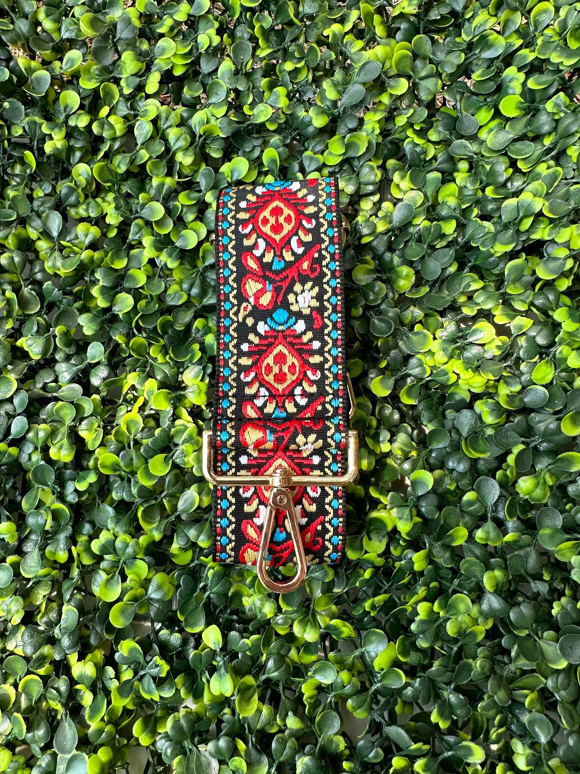 Boho Pattern Adjustable Guitar Strap: Blue