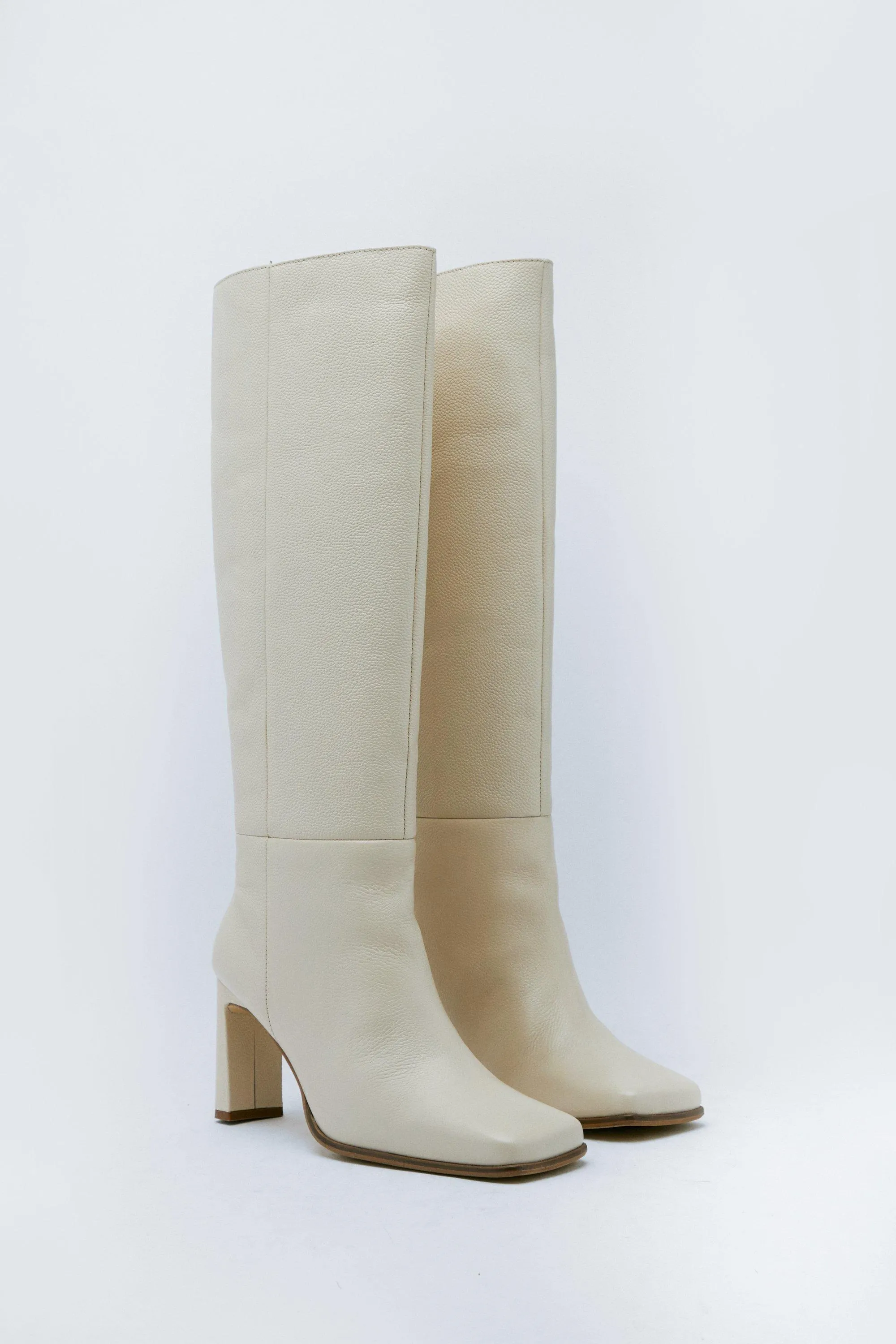 Boots | Leather Square Toe Knee High Boots | NastyGal