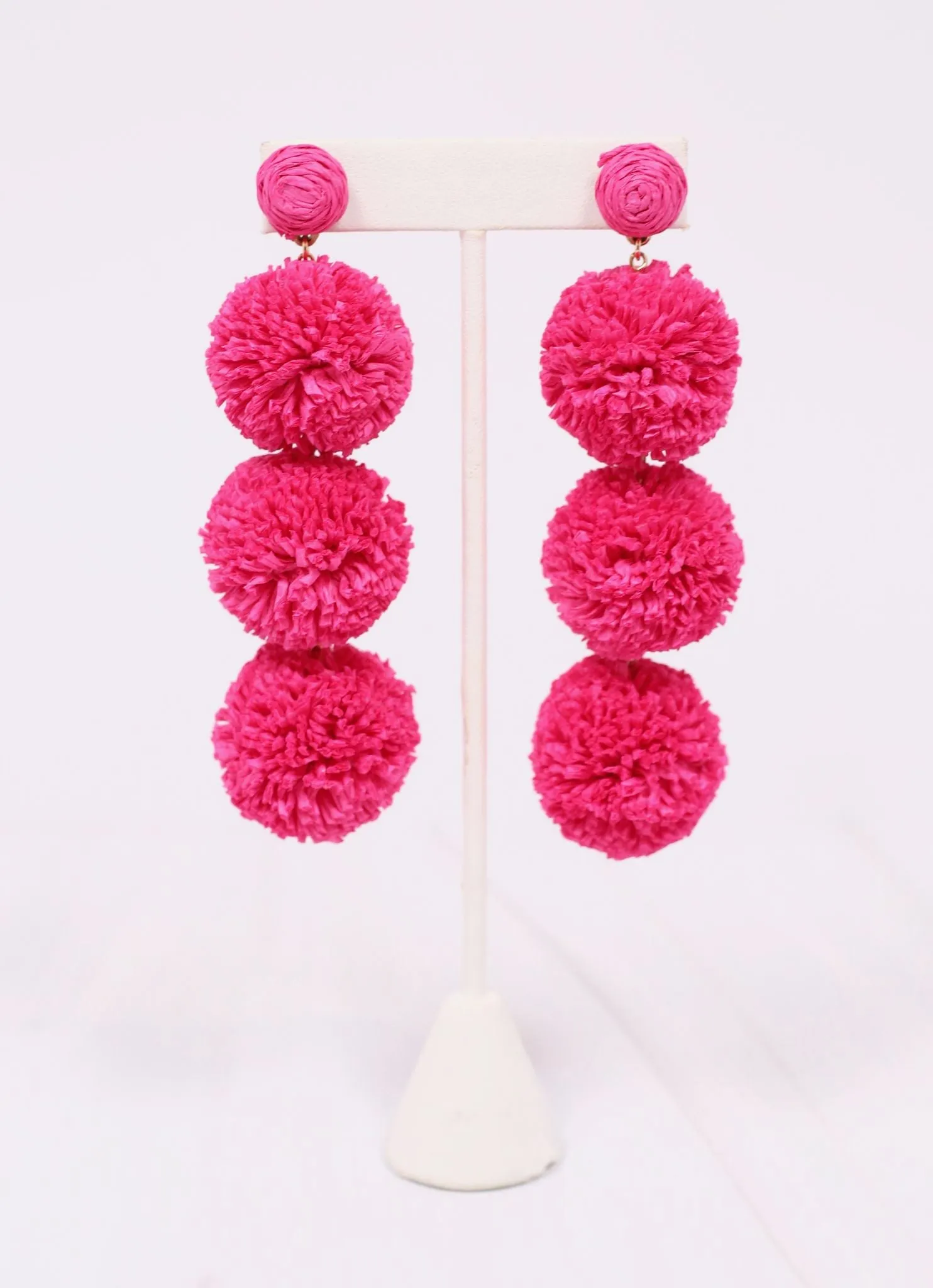 Buford Pom Pom Drop Earring HOT PINK