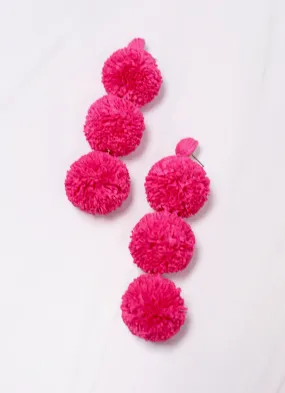 Buford Pom Pom Drop Earring HOT PINK