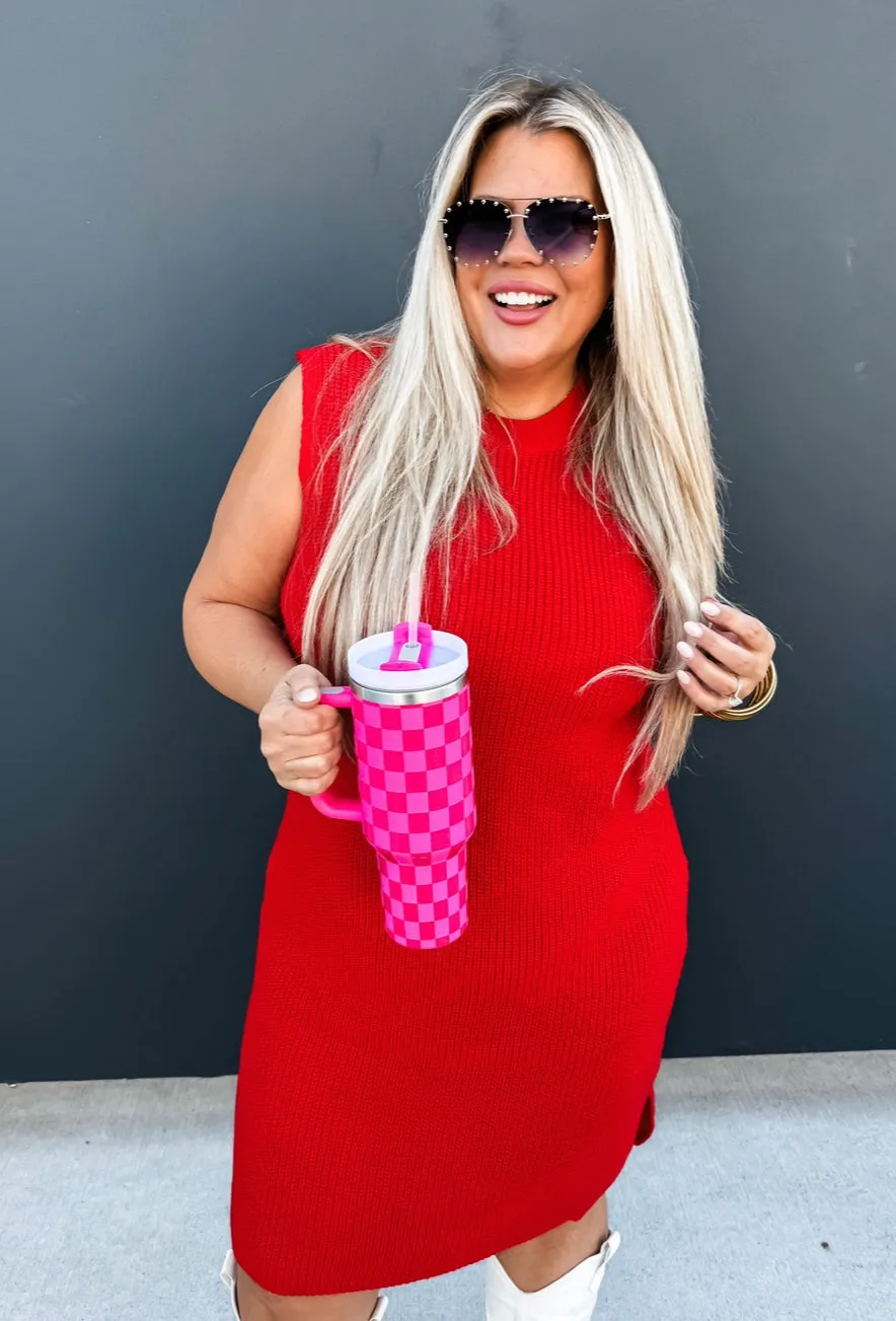 CAMI STAINLESS STEEL 40 OZ TUMBLER | PINK CHECKER