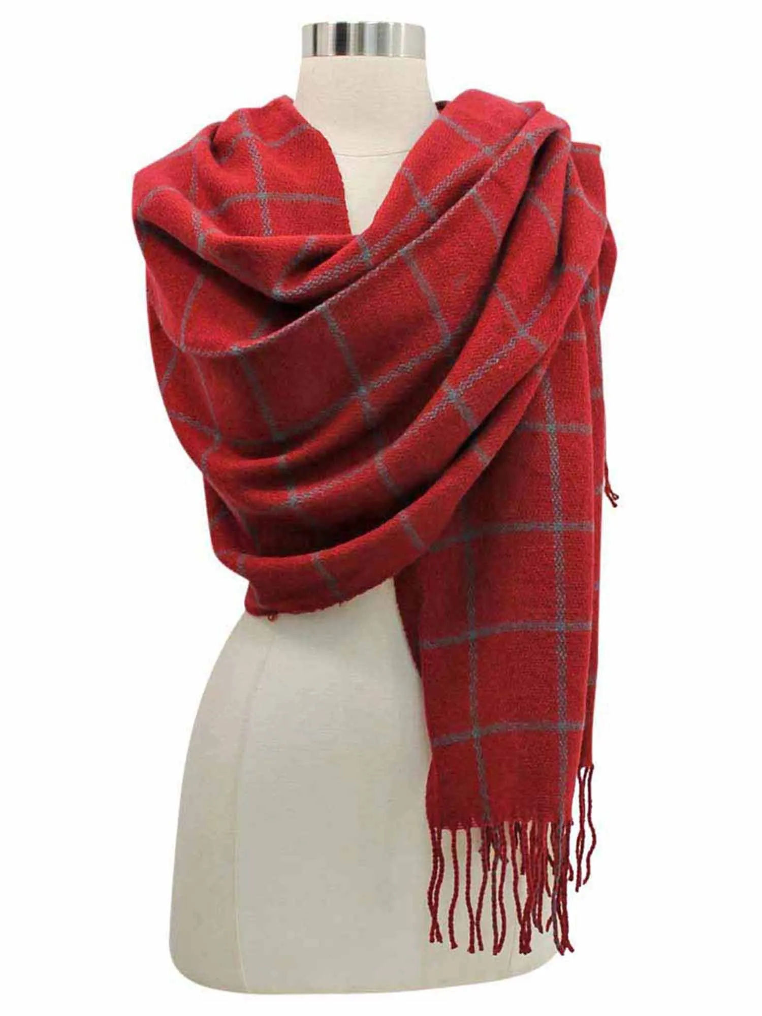 Checkered Cashmere Feel Unisex Winter Scarf