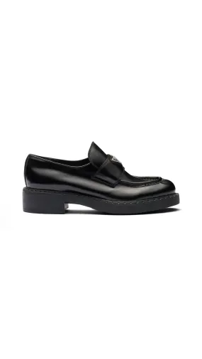 Chocolate Brushed Leather Loafers - Black