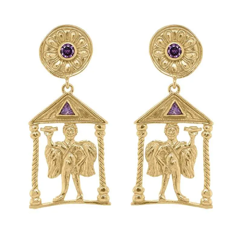 Chora Earrings with Amethyst - 18K Gold Plated