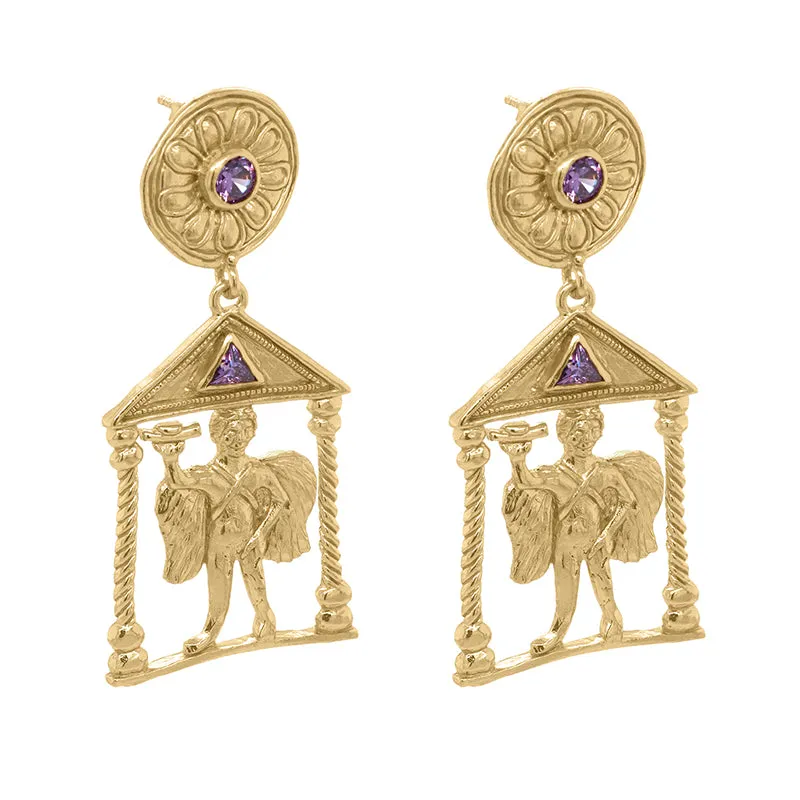 Chora Earrings with Amethyst - 18K Gold Plated