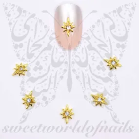 Christmas 3D Nail Art Gold Star of Bethlehem Charms / 2pcs