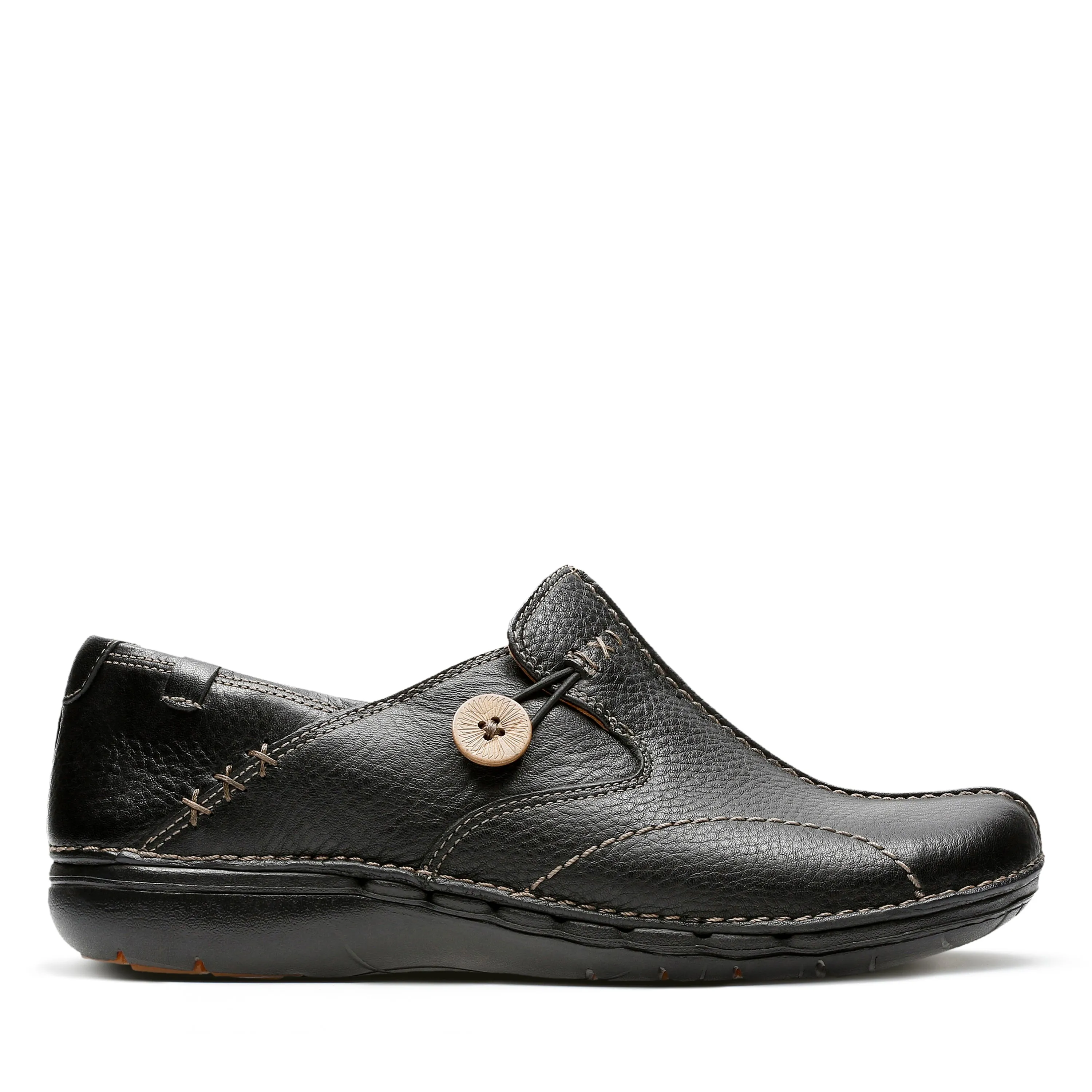 CLARKS | ZAPATOS CASUAL MUJER | UN LOOP BLACK LEATHER | NEGRO