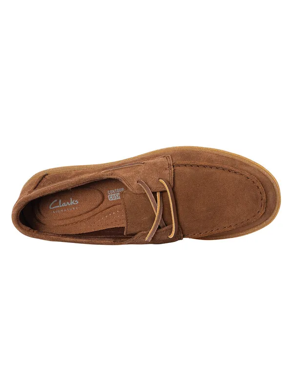 Clarks Clarkbay Go Suede Boat Shoe - Cola