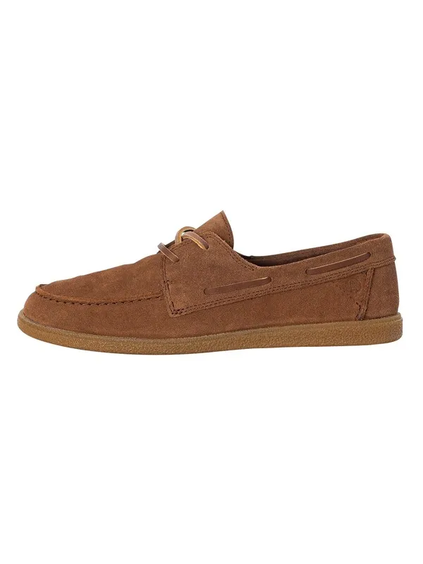 Clarks Clarkbay Go Suede Boat Shoe - Cola