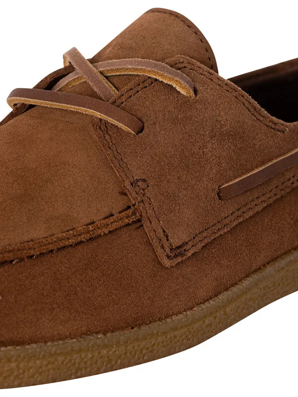 Clarks Clarkbay Go Suede Boat Shoe - Cola