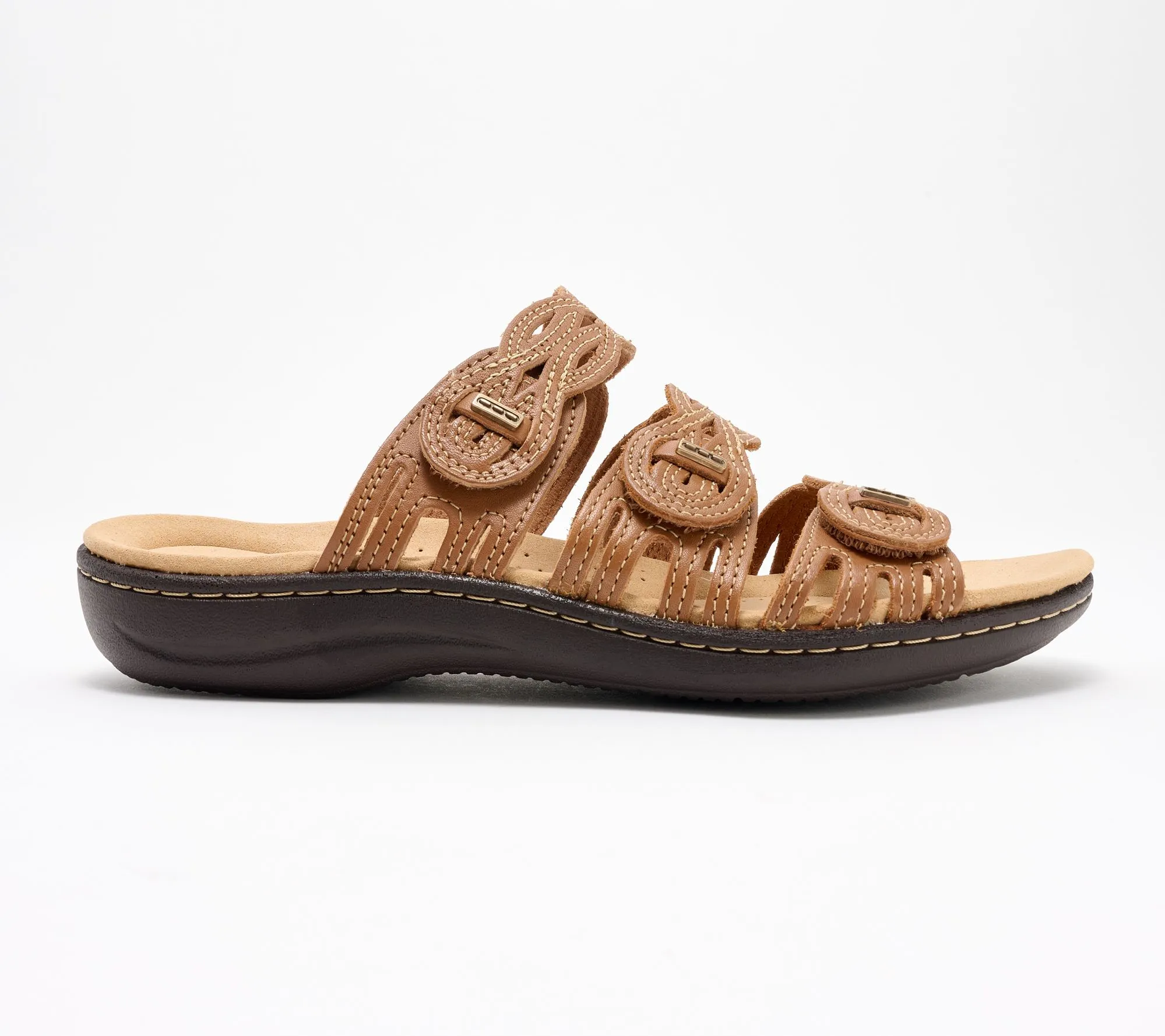 Clarks Collection Leather Slide Sandals - Laurieann Ruby