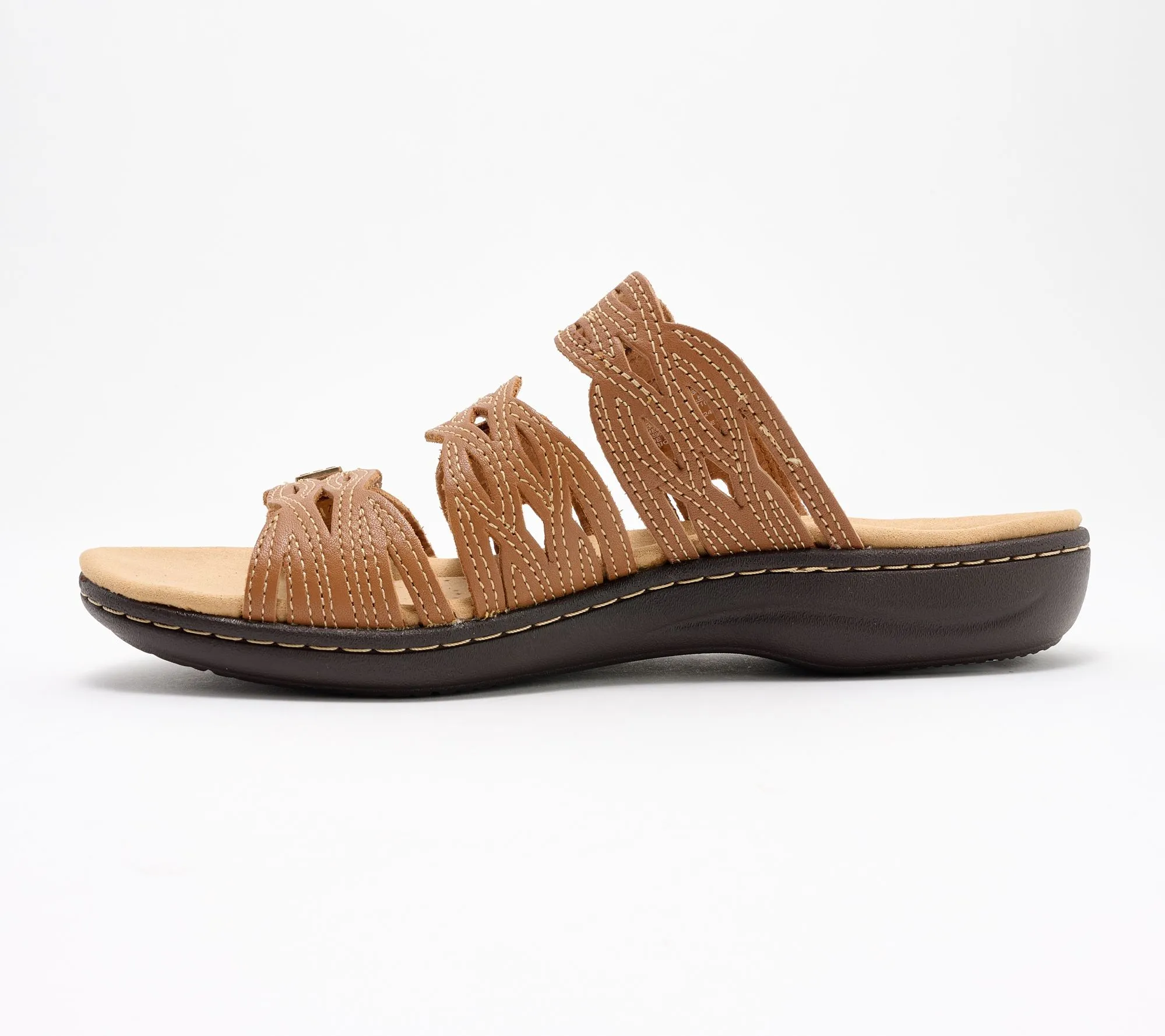 Clarks Collection Leather Slide Sandals - Laurieann Ruby