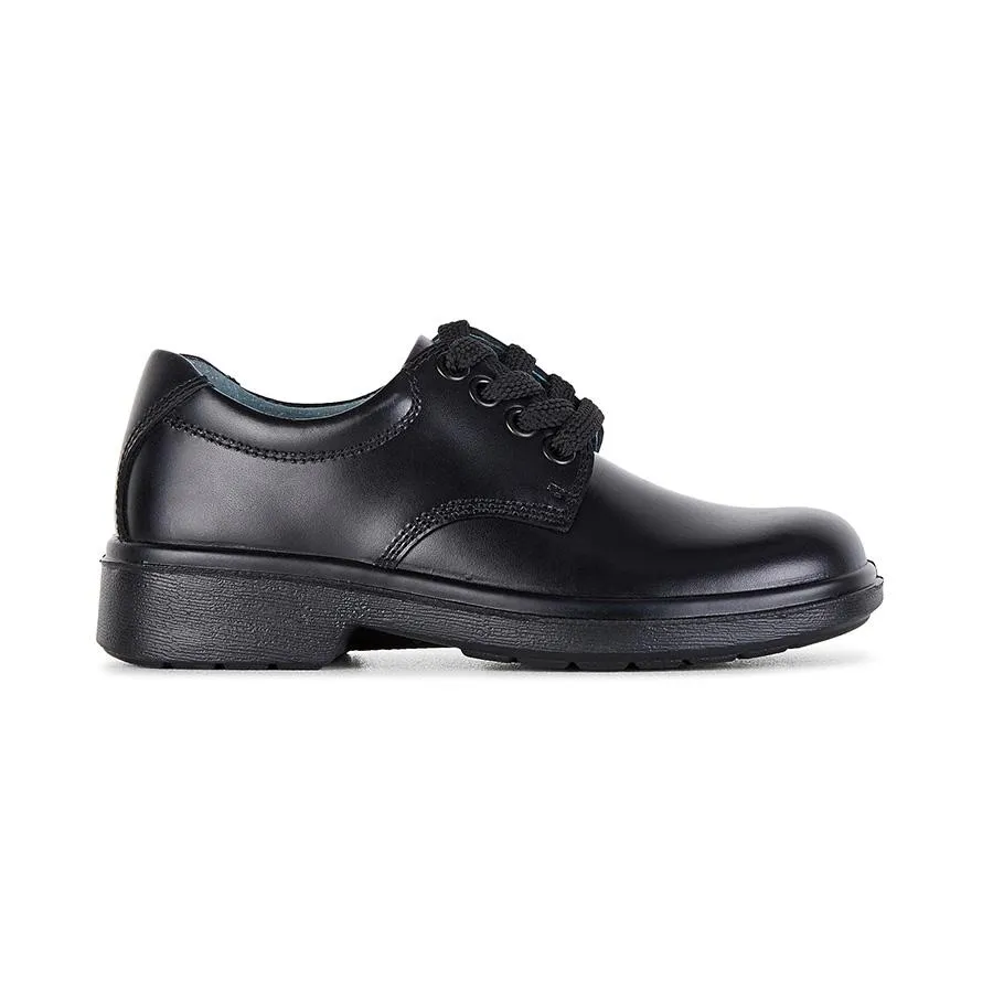 CLARKS JUNIOR DAYTONA TRIPLE BLACK LEATHER SHOE (WIDTH E)