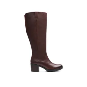 Clarks Women's Hollis Moon WS Boot Mahogany Leather 7