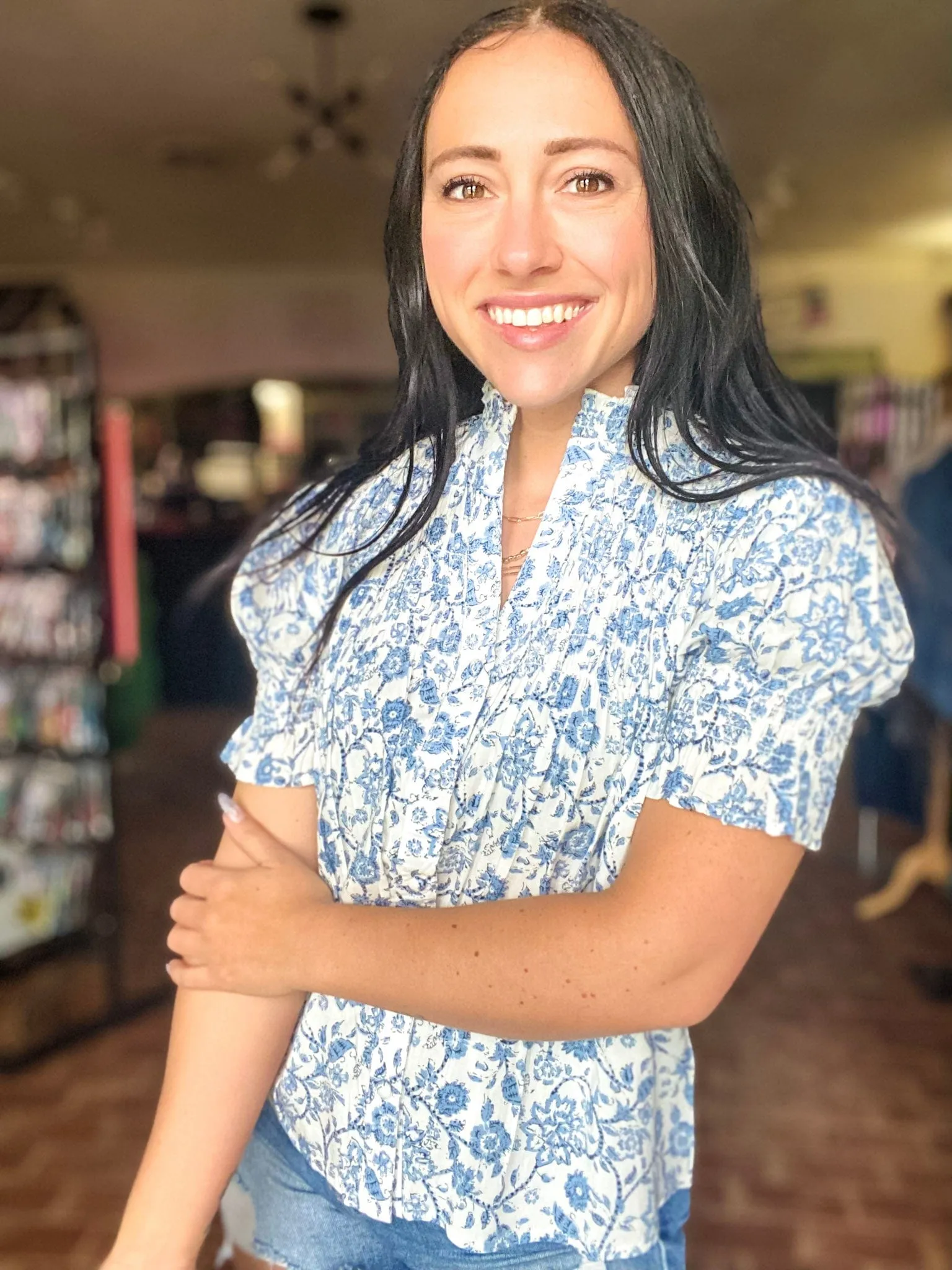 Claudette French Blue Blouse