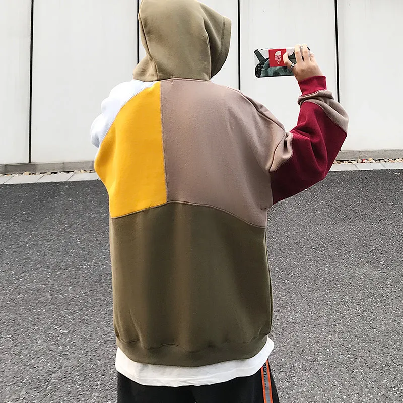 Contrast Patchwork Hoodie